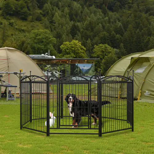 Metal Dog Play Yard with Door - 32 Inch 8 Panels
