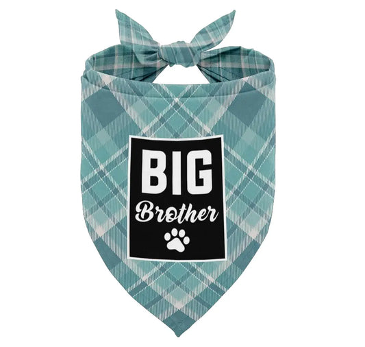 Dog Bandana Big Brother Dog Bandana Dog Scarf Plaid Printing Dog Scarf Accessories Dog Bandana Pet Scarf Pet Plaid Scarf Gender Reveal Accessories Dog Bandana Gift for Small Medium Large (A50)